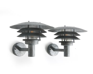 PAIR OF NORDLUX VENO GALVANIZED STEEL SCONCES