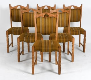 (6) HENNING KJAERNULF STYLE OAK DINING CHAIRS