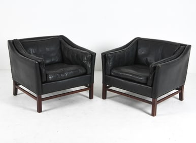PAIR OF GEORG THAMS LEATHER LOUNGE CHAIRS C. 1970S