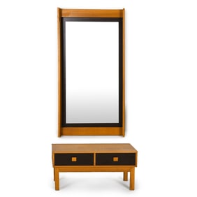 HANS-AGNE JAKOBSSON STYLE OAK MIRROR AND CHEST
