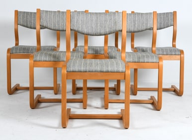 (6) THYGESEN & SORENSEN BEECH LOUNGE CHAIRS 1970S