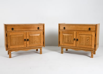 PAIR HENNING KJAERNUL STYLE OAK SIDE CABINETS