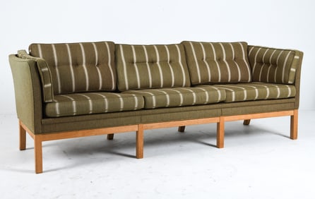 ERIK JORGENSEN STYLE DANISH OAK & WOOL 3-SEAT SOFA