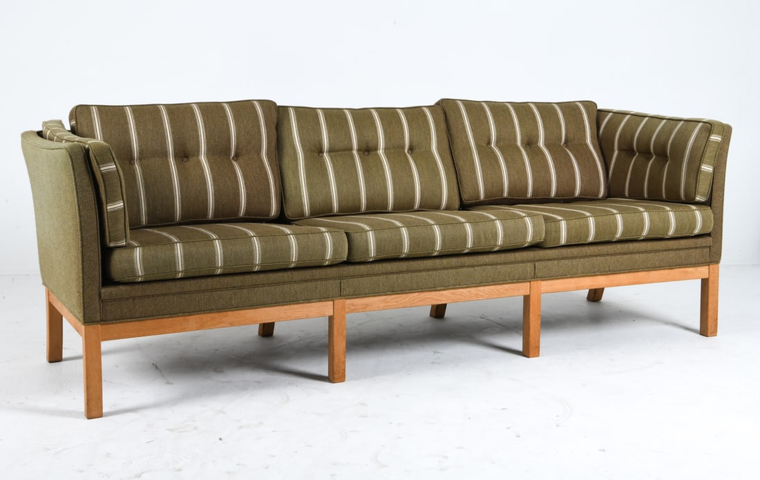ERIK JORGENSEN STYLE DANISH OAK & WOOL 3-SEAT SOFA (1 of 10)