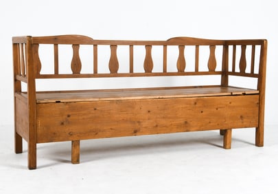 19TH C. ANTIQUE SWEDISH PINE SETTLE BENCH