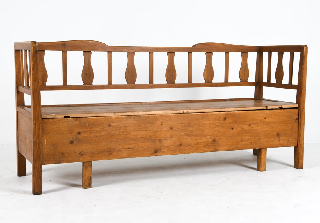 19TH C. ANTIQUE SWEDISH PINE SETTLE BENCH (1 of 13)