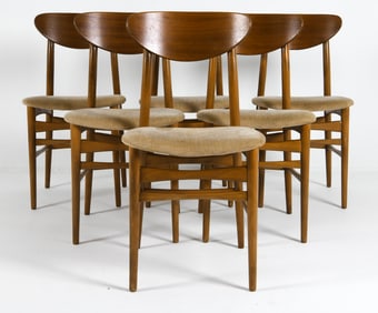 (6) ATTR. FARSTRUP TEAK & MOHAIR DINING CHAIRS