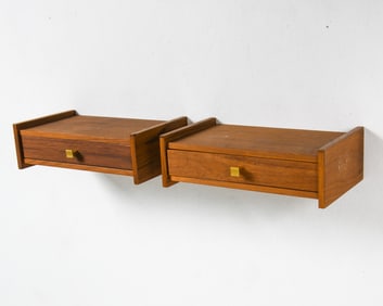 PAIR OF DANISH TEAK & BRASS FLOATING SHELVES 1960S