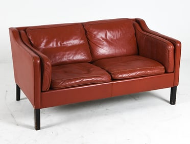 MANNER OF BORGE MOGENSEN LEATHER SOFA C. 1960S