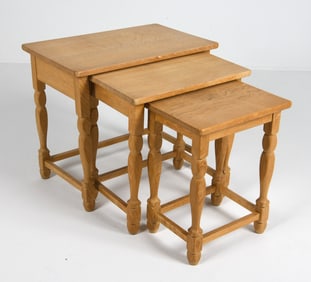 STYLE OF HENNING KJAERNULF OAK NESTING TABLES