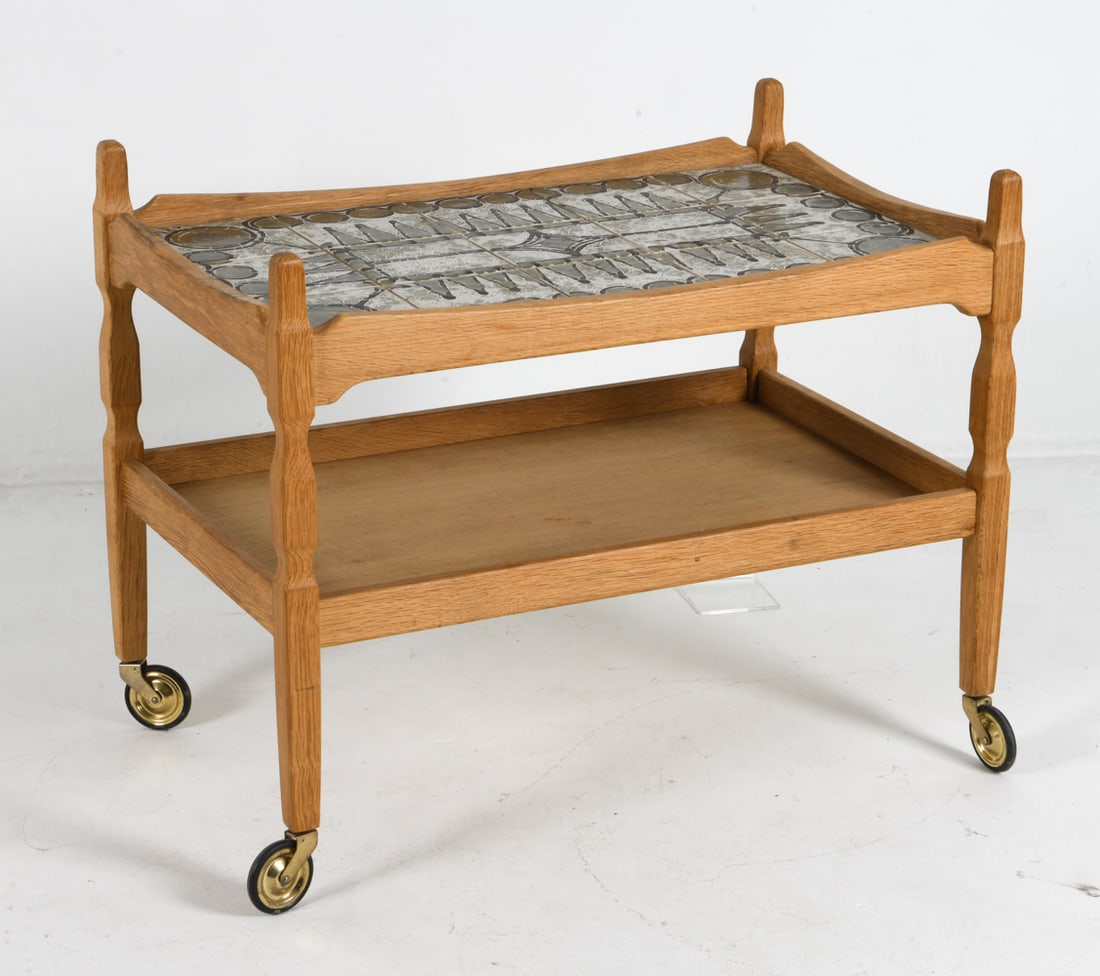 HENNING KJAERNULF DANISH OAK & TILE BAR CART (1 of 12)
