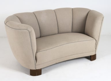 STYLE OF SLAGELSE MOBLER WOOL BANANA SOFA C. 1960S