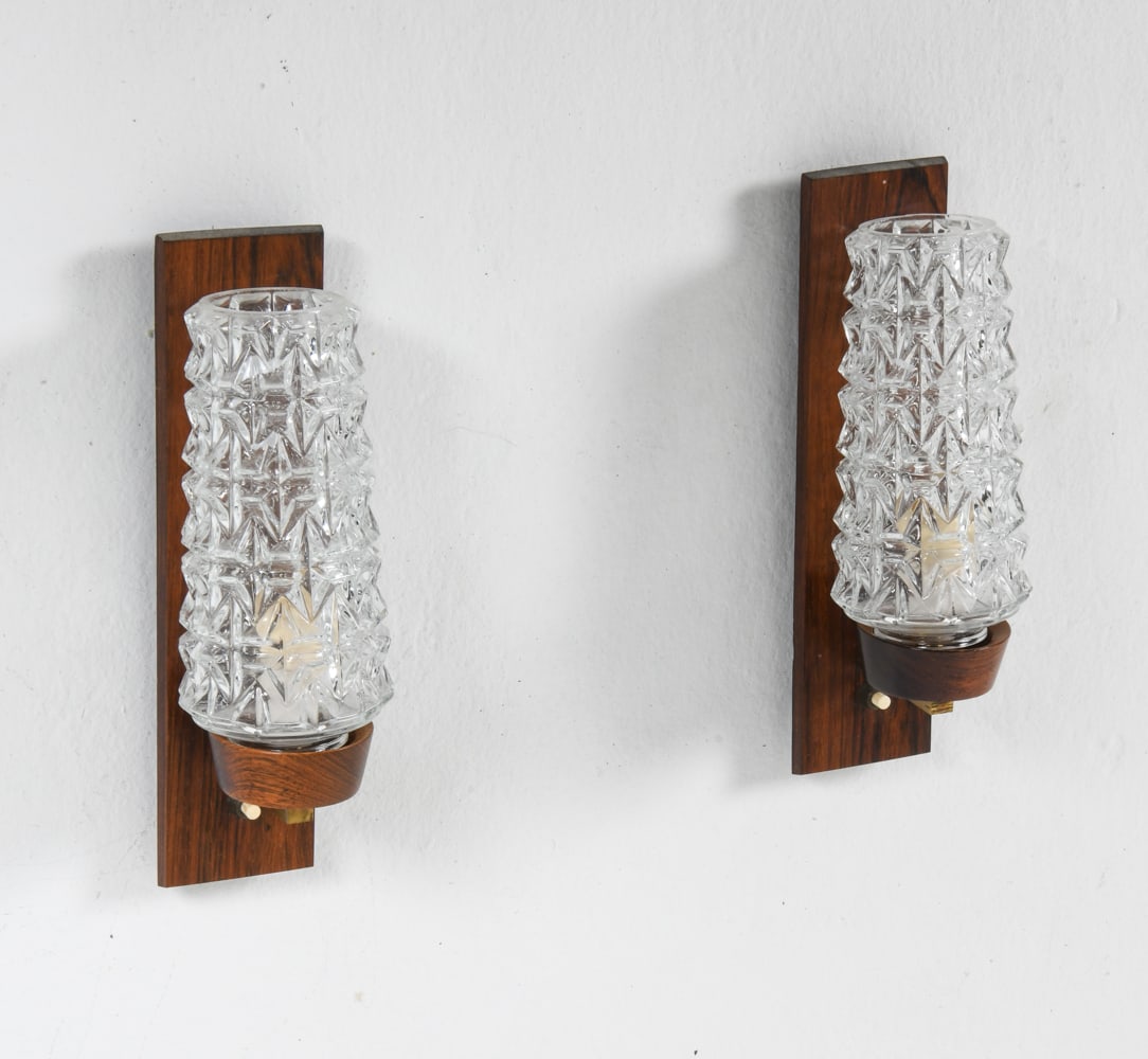 PAIR OF HYVAL STYLE ROSEWOOD & CRYSTAL SCONCES (1 of 11)