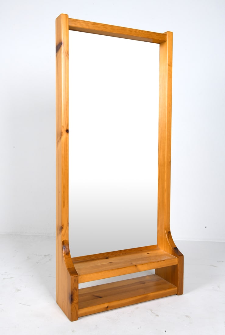 GLAS MASTER SWEDISH PINE WALL MIRROR SHELF 1970S (1 of 13)