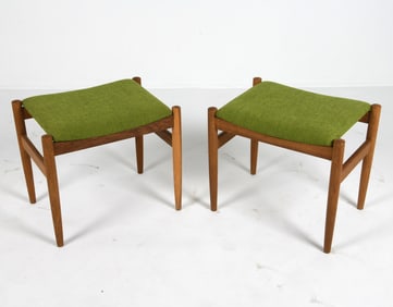 PAIR OF EDMUND JORGENSEN TEAK & WOOL STOOLS 1960S