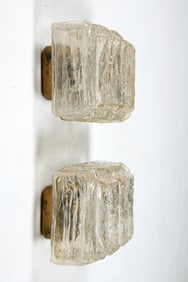 PAIR OF HONSEL LEUCHTEN STYLE GLASS WALL SCONCES