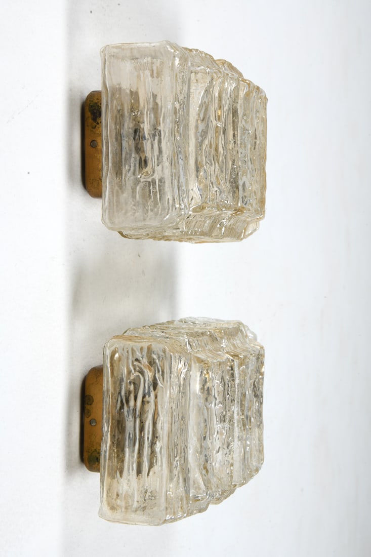 PAIR OF HONSEL LEUCHTEN STYLE GLASS WALL SCONCES (1 of 7)