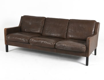 GEORG THAMS DANISH LEATHER 3-SEATER SOFA C. 1960S