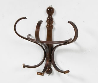 ATTR. THONET SCANDINAVIAN OAK COAT RACK C. 1960S