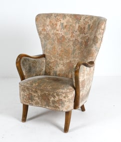 SLAGELSE STYLE DANISH WINGBACK LOUNGE CHAIR 1950S
