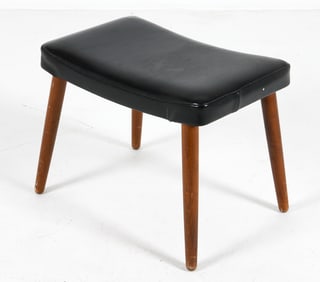 MADSEN & SCHUBELL STYLE TEAK & LEATHER STOOL 1960S