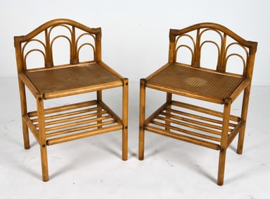 MANNER OF DUX SWEDISH BAMBOO & RATTAN SIDE TABLES
