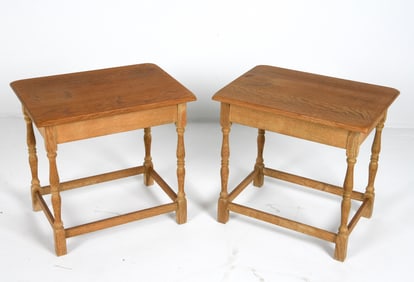 PAIR HENNING KJAERNULF STYLE OAK SIDE TABLES 1970S