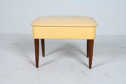 DANISH TEAK & LEATHER STOOL W/ STORAGE C. 1970S