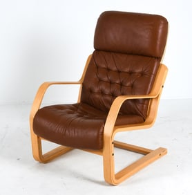 STYLE OF VERIKON DANISH LEATHER EASY CHAIR C.1970S