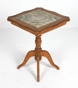 DANISH OAK & TILE SIDE TABLE C. 1970S
