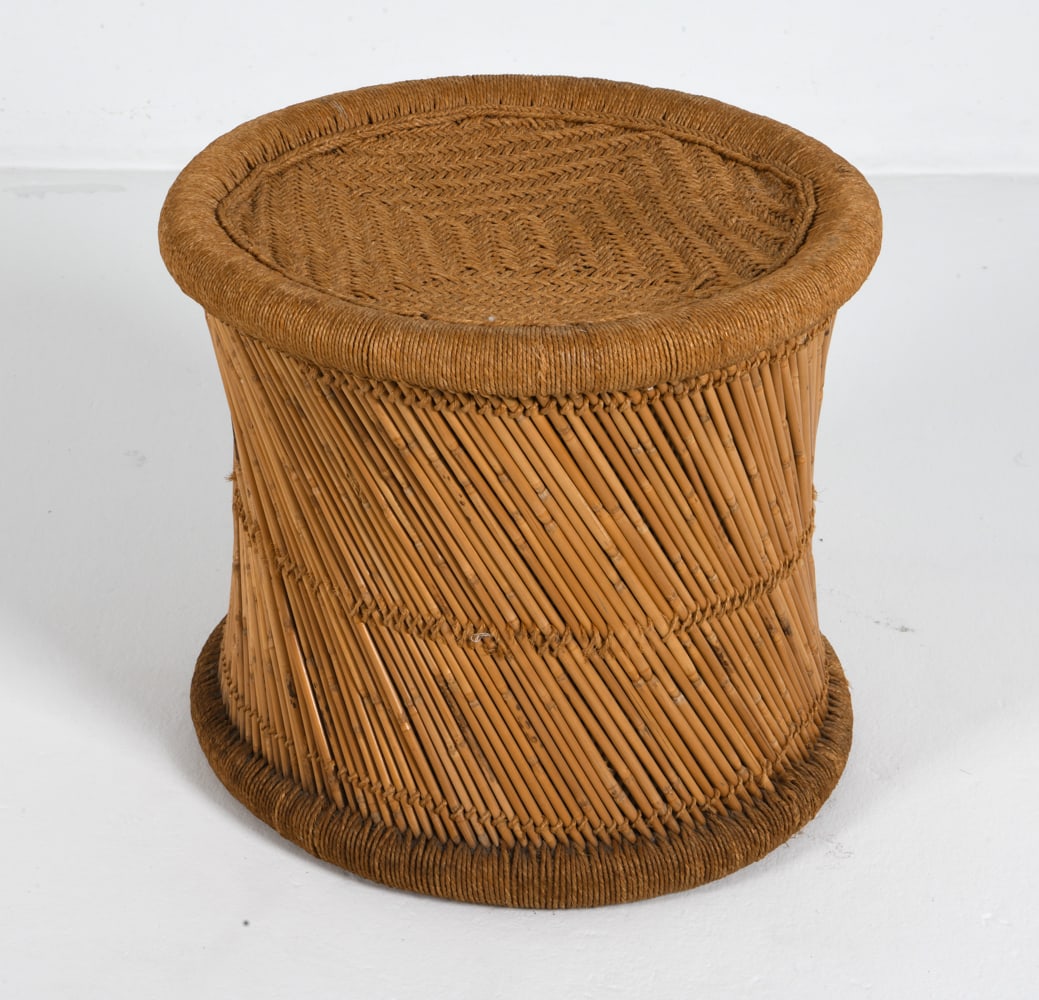 SCANDINAVIAN RATTAN SIDE TABLE C. 1960S (1 of 8)