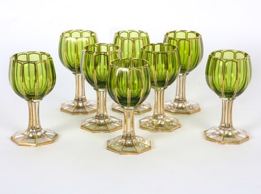 GROUPING OF BOHEMIAN GLASS GOBLETS