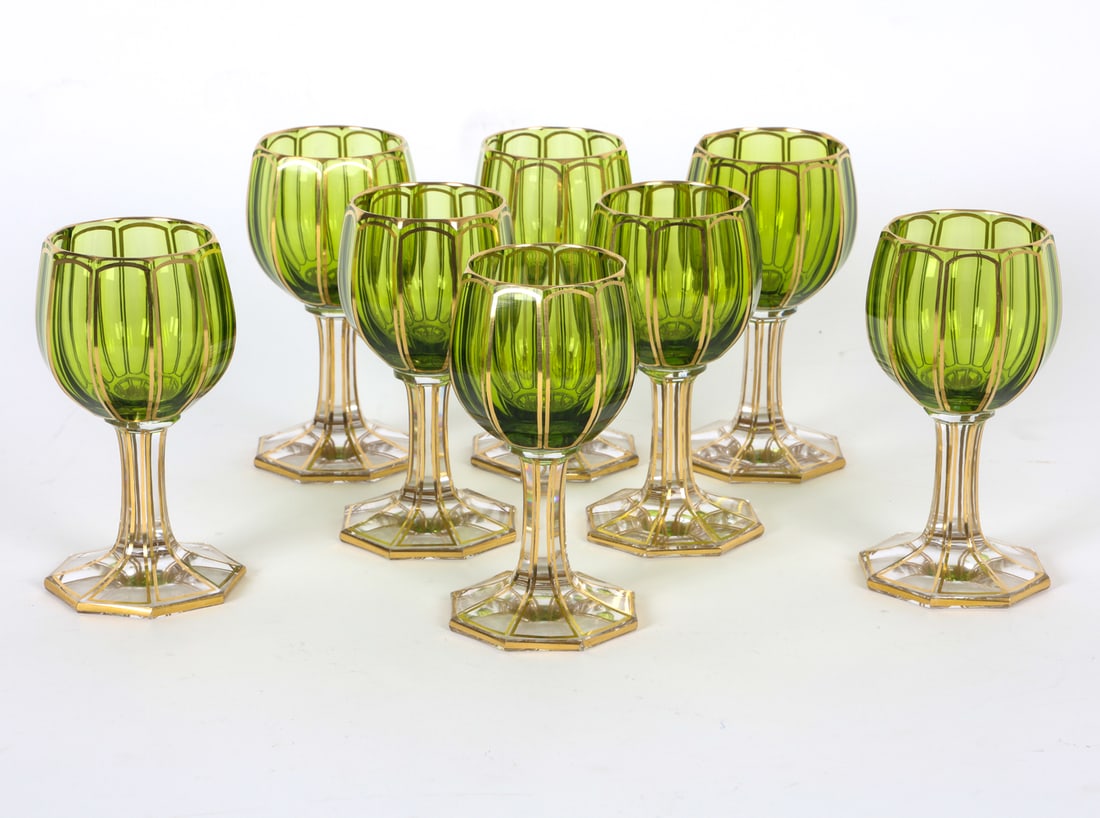 GROUPING OF BOHEMIAN GLASS GOBLETS