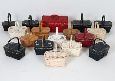 BURT FRIEDUS PAINTED BASKET HANDBAG GROUPING