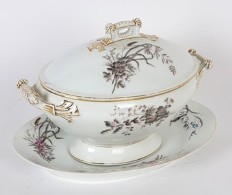 LIMOGES PORCELAIN TUREEN & UNDER PLATE