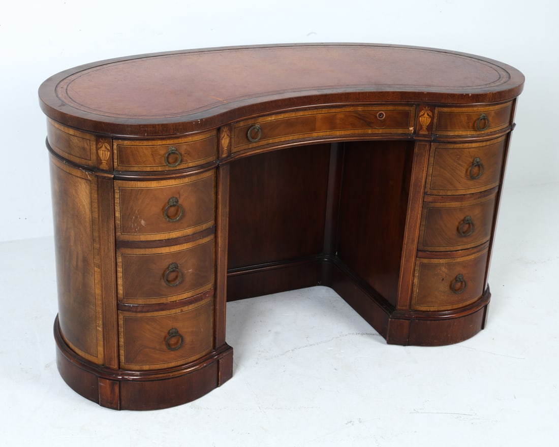 SLIGH MAHOGANY & LEATHER-TOP KIDNEY-SHAPED DESK (1 of 17)
