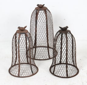 GROUPING OF VINTAGE WIRE CLOCHE PLANT COVERS
