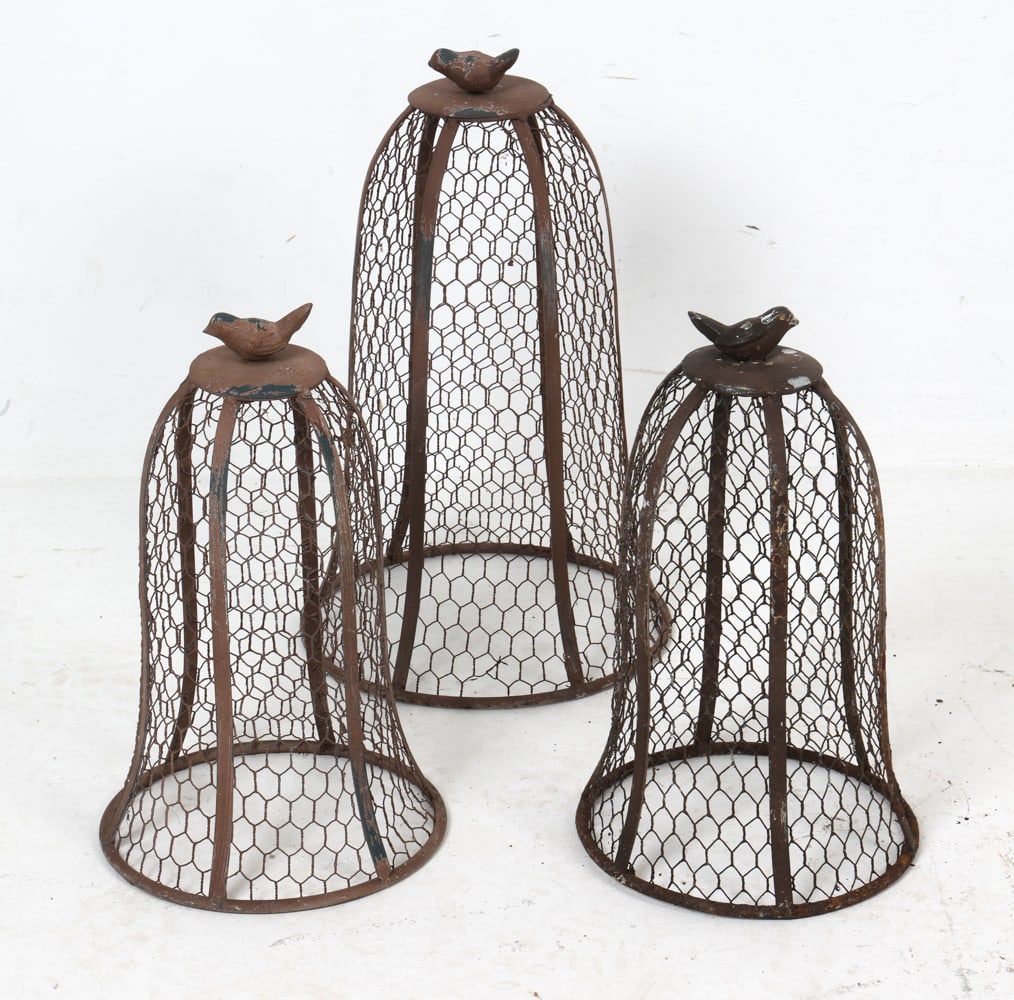 GROUPING OF VINTAGE WIRE CLOCHE PLANT COVERS (1 of 8)