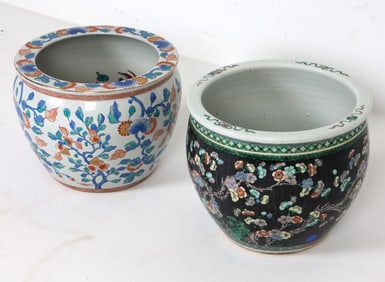 CHINESE CERAMIC JARDINIERE PLANTER GROUPING