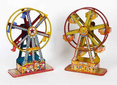 PAIR OF J. CHEIN & CO. WIND-UP FERRIS WHEEL TOYS