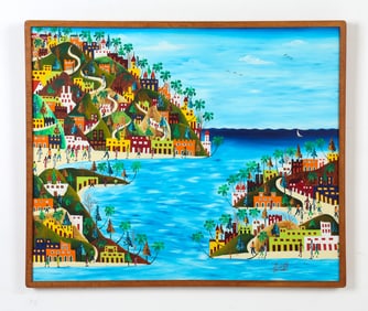 MID-CENTURY HAITIAN O/C PAINTING