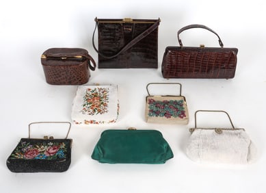 GROUPING OF VINTAGE LEATHER & BEADED PURSES