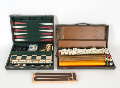 (2) VINTAGE GAME CASES INCL. MAH JONG
