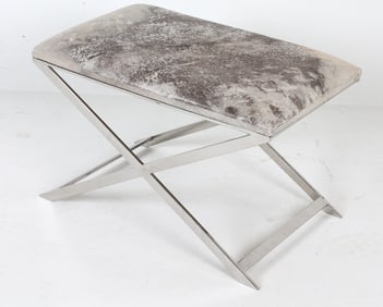 INTERLUDE HOME COWHIDE & CHROME BENCH