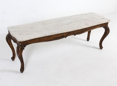 LOUIS XV STYLE MARBLE TOP COFFEE TABLE