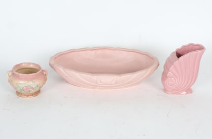 HULL, WELLER, ETC. PINK POTTERY GROUPING