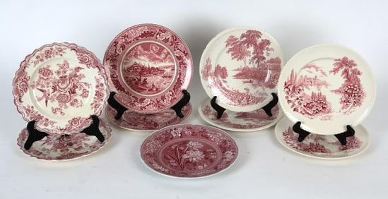 ENGLISH RED & WHITE TRANSFERWARE GROUPING
