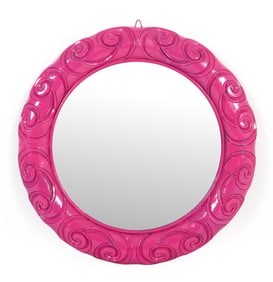 CONTEMPORARY PINK CARVED WALL MIRROR