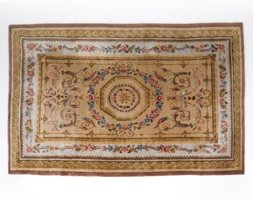 AUBUSSON STYLE INDIAN WOOL HAND WOVEN RUG