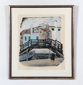 SUSANNE SUBA (1913-2012) BRIDGE GOUACHE PAINTING